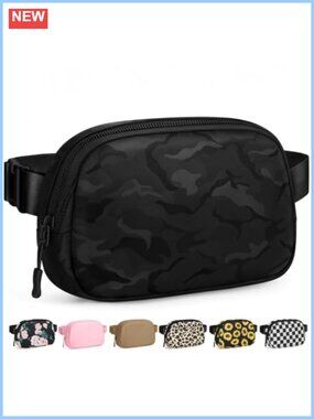Pritent Water Resistant Polyester Fanny Pack Crossbody Belt Bag Zip Pocket